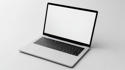 A sleek laptop with a blank screen, ideal for showcasing digital content or promoting tech products and services.