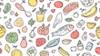 © matoya - Colorful Hand-Drawn Food Seamless Pattern