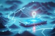 © Kanyakarn - An innovative smartphone displaying a map interface with a GPS location marker and mountainous terrain in the background.