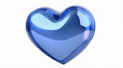 Sticker - blue heart 3d isolated with white highlights