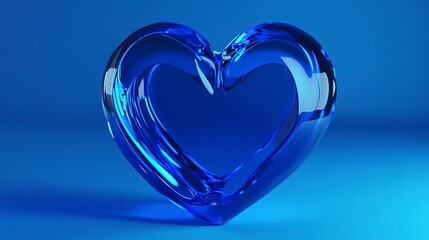 Wall Mural - Abstract 3D render of blue heart shape on a vivid blue background. Vibrant and eyecatching animation.