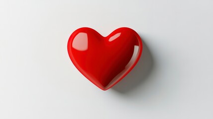 Sticker - Realistic red heart with shadow on white background 