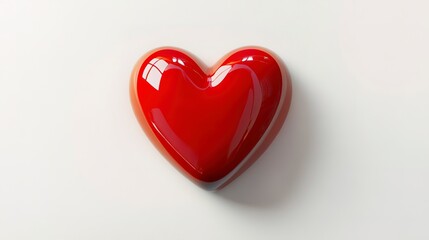 Sticker - Realistic red heart with shadow on white background