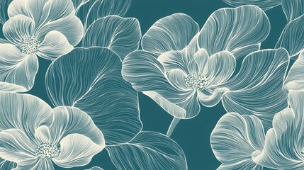 Poster - Floral Line Art Pattern.