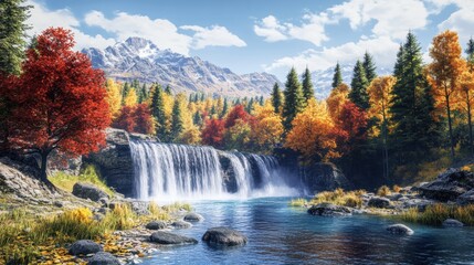 Canvas Print - Autumn Waterfall.