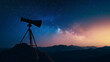 © Elena - A large telescope on a remote mountain under a starry night sky, pointing towards the cosmos.,concept of space, cosmic science, banner for world space day