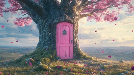 Poster - Pink Door Tree.