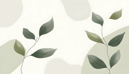 Simple watercolor illustration of two leafy branches with abstract shapes on a white background.