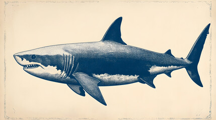 shark letterpress style