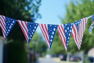 A blue and white memorial day banner with stars and stripes .generative ai