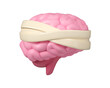 © Olena Go - Brain with bandage vector 3d icon. Cartoon illustration of mental disorder isolated on white background. Mind therapy or neurosurgery concept