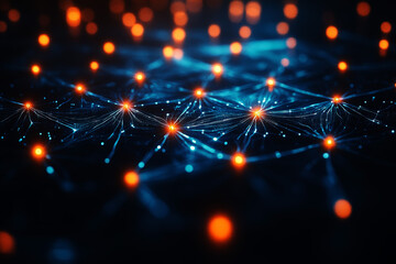 Wall Mural - abstract neural network with glowing nodes of ai learning process, visualized as a network of interc