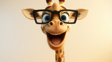 Wall Mural - Giraffe with Glasses.