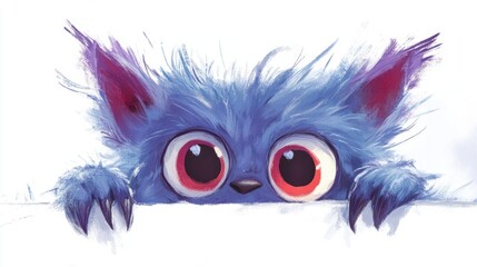 Wall Mural - Fuzzy Monster Peek.