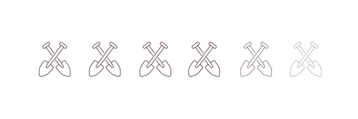 two shovels  outline icon. Linear vector from construction concept. 6 different line style two shovels  icon included thin, light, regular, medium, bold, black