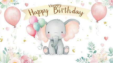 Wall Mural - Happy Birthday Elephant.