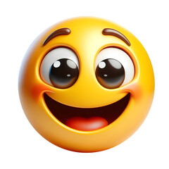 happy 3d smiley isolated on transparent background, smiling yellow character