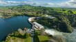 Karapiro Hydro Power Station on the Waikato River in Karapiro, Cambridge, Waikato, New Zealand.