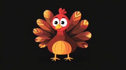 Canvas Print - Cute Turkey Cartoon.