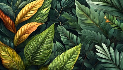 abstract artistic pattern of flora and leaves generated by AI