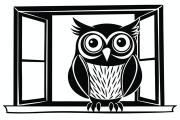 Wall Mural - owl with large expressive eyes that sparkle with curiosity C.eps