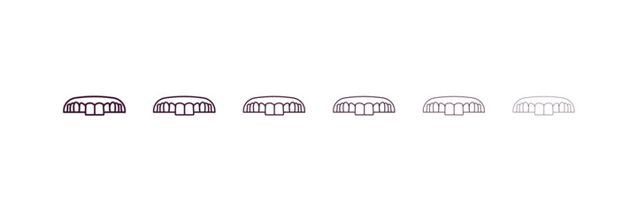 Wall Mural - dentures outline icon. Linear vector from dentist concept. 6 different line style dentures icon included thin, light, regular, medium, bold, black.