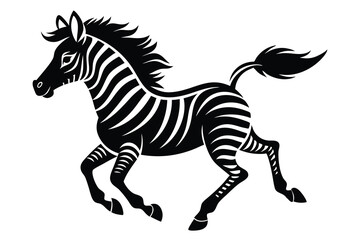 Wall Mural - Run small Zebra black silhouette A.eps