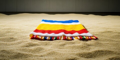 Poster - A beach towel on warm sand 