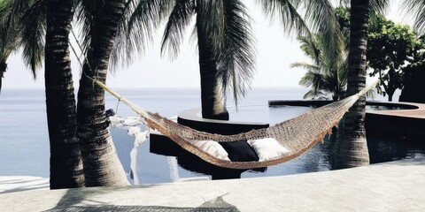 Wall Mural - A hammock swaying between palm trees 