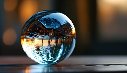 Elegant glass sphere with reflective surfaces, ideal for design inspiration and artistic ventures