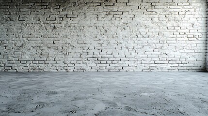 Poster - White Brick Wall and Concrete Floor : Generative AI