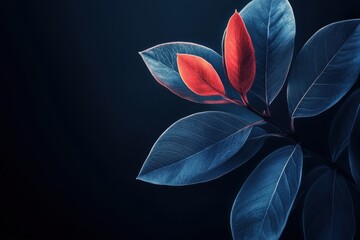 Wall Mural - a striking arrangement of vibrant leaves against a dark background.