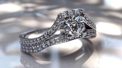 Close-up of a diamond engagement ring showcasing intricate details and sparkle.