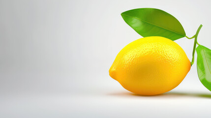 Sticker - A bright, vibrant 3D lemon icon, perfectly isolated on a clean, minimalist background, ideal for fresh designs.