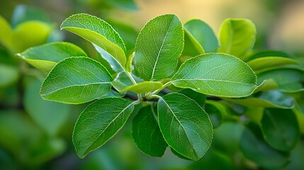 Poster - Green Wild Apple Tree Leaves : Generative AI