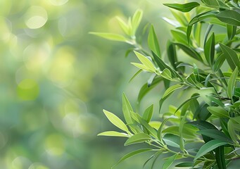 Wall Mural - Green Leaves Bokeh Background