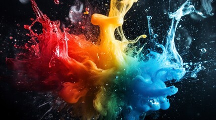 Wall Mural - Paint Splash Colore Smoke Water Absrtact Creative Art Background Wallpaper .generative ai