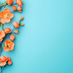 Wall Mural - Floral Border on a Blue Background