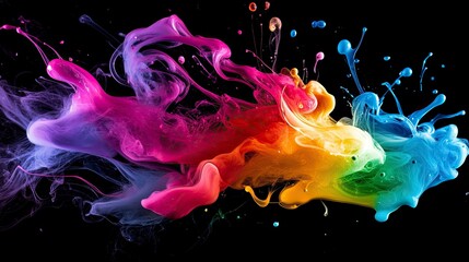 Wall Mural - Paint Splash Colore Smoke Water Absrtact Creative Art Background Wallpaper .generative ai