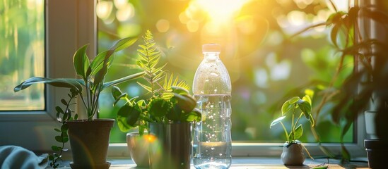 Wall Mural - Sunlight Watering Plants