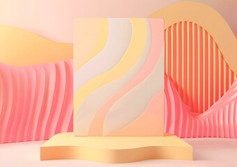 Sticker - Abstract Pastel Background With Curved Lines