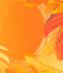 Wall Mural - Abstract Orange and Yellow Leaves Design