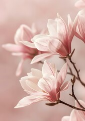 Wall Mural - Pink Magnolia Flower Blooming in Spring