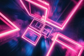 Wall Mural - Abstract neon light squares in long exposure photography.