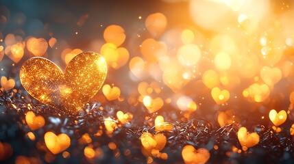Poster - Heart Shaped Bokeh Valentines Day Background : Generative AI