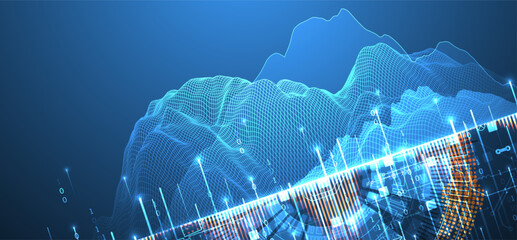 Leinwandbilder - Data science. Scientific-technological background on the use of various technological elements. Combination of different styles. Hand drawn vector.