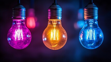 Aufkleber - Night Colorful Light Bulbs Out of Focus Abstract Background : Generative AI