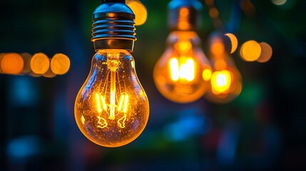 Aufkleber - Light Bulbs at Night Bokeh : Generative AI