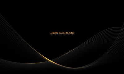 Wall Mural - Abstract black gold line dynamic luxury curve smooth design modern premium elegant background vector