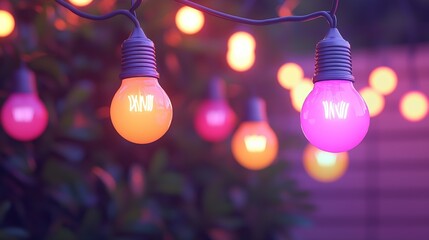 Aufkleber - Colorful Night Bulbs Out of Focus : Generative AI